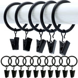 Zyomatiq10pcs Curtain Rings with Clips 1.25 Inch Interior Diameter Openable Rustproof Metal Hangers Ring Decorative Drapery Vin