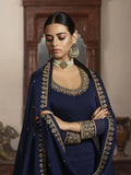 Fashion Basket Women'S Silk Straight Blue Salwar Suit Set