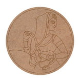 NameHaus Traditional Indian Woman Wall Decor | Laser Cut Wooden Circular Plaque, Mughal Style Line Art Decor, Ethnic Desi Home D