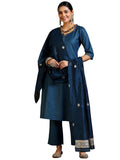Libas Women'S Silk Blend Solid Kurta Set (39054_Teal