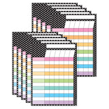 Ashley Productions Smart Poly PosterMat Pals Space Savers, 13 x 9-1/2, BW Dots Incentive Chart, Pack of 10