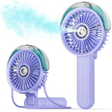 SWEETFULL Portable Misting Fan - 180 Foldable Handheld Personal Fan with Mist Spray, 3 Speeds, 30ml Water Tank, USB Rechargeable