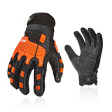 Vgo...1Pair Leather Heavy Duty Work Gloves,Mechanics Gloves,Water Resistant,Impact Resistant,Anti-Vibration(S,Black,CA7722WR)