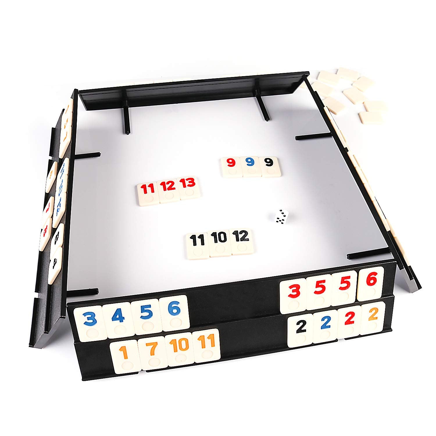 KAILE 106 Rummy Tiles Game, Rummy Cube Sets Travel Game Outlasting Color with Aluminum Case & 4 Anti-Skid Durable Trays,2-4 paly