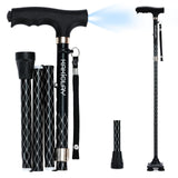 KAKICLAY Folding Walking Cane with LED Light for Women & Men - Foldable, Adjustable, Collapsible Lightweight Aluminum Walking St