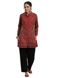 Libas Womens Woven Design Wool Straight Kurta With Palazzos