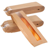 Nodaaiie 100 Pack 23.22 x 4.33 x 1.57 Inch Baguette Bread Bags with Clear Window, Long French Bread Bag, Paper Bakery Storage Ba