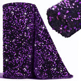 FOTSHARER Purple Sequin Fabric by The Yard 2 Yards Glitter Sequins Fabric for Sensory Wall Sequin Flip Fabric Embroidered Sequin