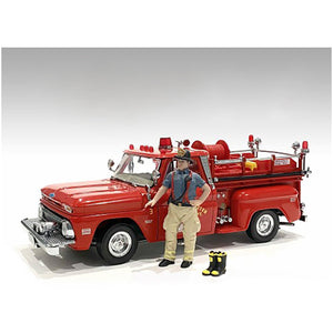 American Diorama Firefighters 6 Piece Figure Set (4 Males, 1 Dog, 1 Accessory) For 1/18 Scale Models 76318-76319-76320-76321