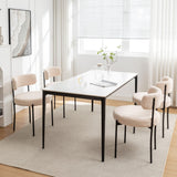 Riknuxi Boucle Dining Chairs Set of 4, Round Upholstered Dining Chairs with Black Metal Legs, Modern Dining Room Chairs for Dini