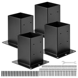 VEVOR 6x6 Post Base 4 Pcs, Inner Size 5.6x5.6 inch / 142x142 mm Post Brackets, Heavy Duty Carbon Steel Decking Posts, Wood Posts