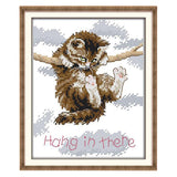 Zoomella 14Ct 18X21Cm Cat Hang In There Counted Cross Stitch Kit Diy Needlework For Beginners Kids Adults