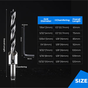 Amoolo Countersink Drill Bits Set 7Pcs, Counter Sink Drill Bit For Wood, Woodworking High Carbon Steel Carpentry Bit With Chamfe
