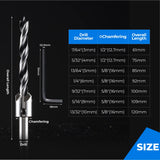 Amoolo Countersink Drill Bits Set 7Pcs, Counter Sink Drill Bit For Wood, Woodworking High Carbon Steel Carpentry Bit With Chamfe