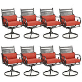 EROMMY Patio Swivel Chair Set of 8, Heavy Duty Outdoor Dining Chairs with Thickened Cushions, Metal Patio Chairs Gentle Rocker f