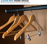 Wood-Look Standard Shaped Hangers with Clips, Swivel Hook & Pant Bar, Pack of 10/20