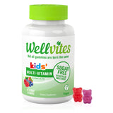 Wellvites Kids Multivitamin Gummies - Sugar Free, Vegan, Non-GMO, Vitamin A, D, B6, B12 and C - No Artificial Sweeteners, Gluten
