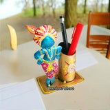 Asha Enchant Decor Metallic Handcrafted Pen Stand Holder Antqiue Showpiece, Rajasthani Themed Krishna Home Decor Gift Item, Hold