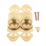 A Pair Ring Pull Antique Chinese Pure Copper Straight Handle 10cm/12cm/17cm Door Hardware Furniture Classical Cabinet Drawer Cop
