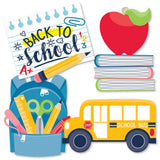 Big Dot of Happiness Back to School Backpack, School Bus, Apple and Books Decorations DIY First Day of School Classroom Essent