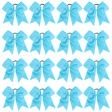 16PCS 8 Large Cheer Hair Bows Ponytail Holder Elastic Band Handmade for Cheerleading Teen Girls College Sports (Sky Blue, 1 Coun