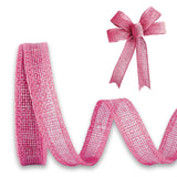 JaoZuyard Pink Burlap Ribbon 1/2 inch X 10 Yard Natural Linen Woven Wired Ribbons DIY Handmade Edging Production Wreath Holiday 
