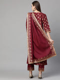 Gosriki Women'S Cotton Straight Kurta With Pant & Dupatta (Kptd-Cot-10079-Maroon_S-Go_Maroon_Small),Maroon,,B09NVPFQ9L
