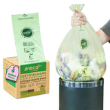 ANECO Compostable Trash Bags 4 Gallon (Flat-Top, 100 Count), Extra Strong for Medium Kitchen Garbage, OK Compost Home & BPI Cert