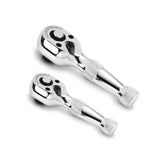 Powerbuilt 2 Piece 1/4-Inch and 3/8-Inch Stubby Ratchet Set, Quick-Release Reversible 72 Tooth, Tight Spaces, Mini Small Ratchet