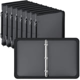 Teling 8 Pack Zipper Binder With 3 Ring Cover Zipper 1.5 Inch Binder, Refillable Plastic Clear Binder File Organizer Planner For