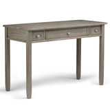 SIMPLIHOME Warm Shaker Desk - 48-Inch Wide Solid Wood Writing Desk in Distressed Grey, Transitional Home Office Computer Table f