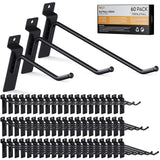 INCLY 60 Pack Slatwall Hooks, 4/6/8 Inch Heavy Duty Black Slat Wall Hanging Hook and Hanger, Slatwall Panel Accessories Assortme