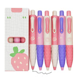 Maydahui 9 Pcs Cute Strawberry Mini Pen 4.53 inch/11.5cm Retractable Stubby Pens Short Fat Gel Pen Small Pocket Black Ink for No