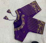 Pujia Mills Women'S Readymade Bridal Embroidery Blouse Multi Coding Maggam Work Moti Work Indian Ethnic Designer Stitched Readymade Saree Half Sleeve Purple Blouse For Women For Saree Lehenga Choli Purple 38