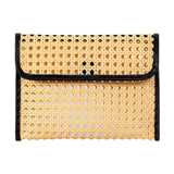 Snappsy Rattan Clutch Purse Fashion Versatile Summer Shoulder Bag For Holiday Picnic Black
