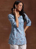 Libas Women'S Cotton Printed Straight Kurti (26858R Blue Blue S