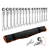 VEVOR Flex-Head Ratcheting Wrench Set, 30-Piece SAE and Metric, 72 Teeth, Cr-V Steel Ratchet Flexible Combination Wrench Set wit