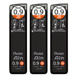 Pentel Ain AMZ-XC2892B3P Mechanical Lead, 0.04 inches (0.9 mm), 2B, 3 Pieces