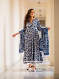 Gosriki Women'S Rayon Blend Anarkali Printed Kurta With Pant & Dupatta (Yutika Blue-Gs_3Xl_Blue_Xxx-Large),Blue,3,B0CD7SL43G