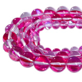 Asingeloo 48PCS 8mm Red Angel Aura Round Gemstones Polished Mermaid Aura Moonstone Bead Smooth Stone Loose Beads Crystal Quartz 