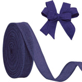 JaoZuyard Navy Blue Burlap Ribbon 1 inch X 20 Yard Natural Linen Woven Ribbon DIY Handmade Wired Edging Production Wreath Holida