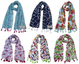 Fusfus WomenS Printed Chiffon Scarves And Stoles, Free Size(Multicolour, Fs1026) Pack Of 6 (Multicolor3)