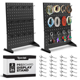 Raaz365 Pegboard Display Stand with 24 Hooks and 2 Stands for Craft Shows, Tabletop Jewelry Organizer Rack for Vendors, Keychain