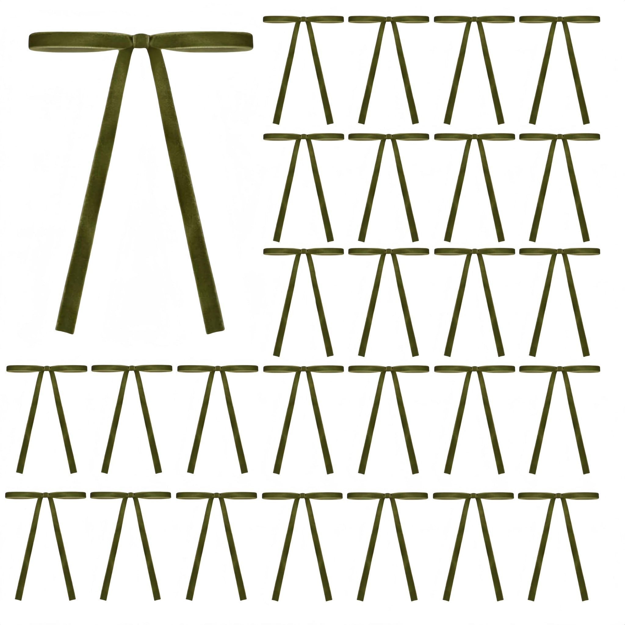 Meseey 30 Pcs Moss Green Velvet Christmas Bows 5 x 7 Inch Rustic Vintage Wedding Velvet Ribbon Gift Bows for Tree Wreath Garland