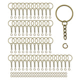 50Sets 1 inch Keychain Rings Bronze Split Round Key Ring with Chain and Open Jump Rings for DIY Keychain Making Crafts