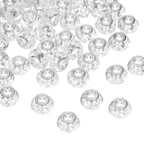 HARFINGTON 100Pcs 14mm Large Hole Acrylic Beads Clear European Loose Round Faceted Rhinestone Craft Bead for DIY Bracelet Neckla