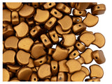 100 pcs Ginko Beads 7.5x7.5x3.4 mm, 2 Holes, Crystal Bronze Gold, Czech Glass