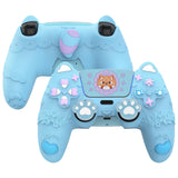 PlayVital for PS5 Controller Skin Cover - Cute Spring Lesser Panda Silicone Case for PS5 Controller with Thumbstick Caps & Stick