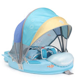 Upgread Mambobaby Float with Canopy, Non Inflatable Solid Baby Swim Float, Upgrade Soft Skin-Friendly Fabric Material Infant Poo