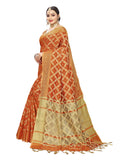 Satrani Womens Cotton Saree With Blouse Piece (1415St152_Orange_One Size_Orange)